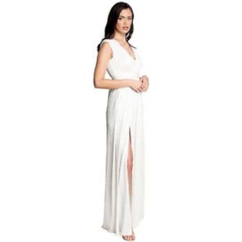 Nwt Dress The Population Womens White Cinched Waist Belted Sleeveless Dress M